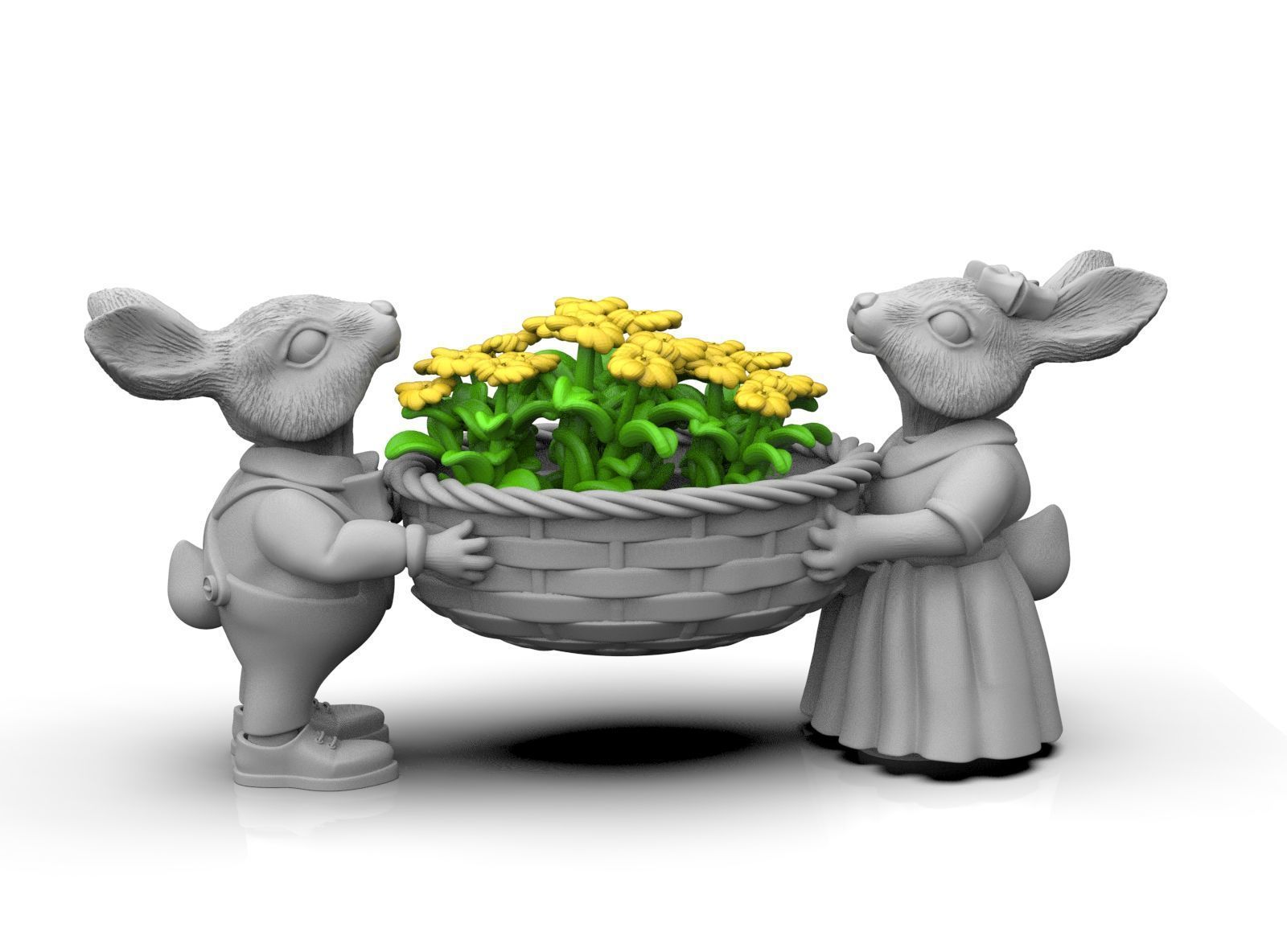 garden rabbits 3D print model_20