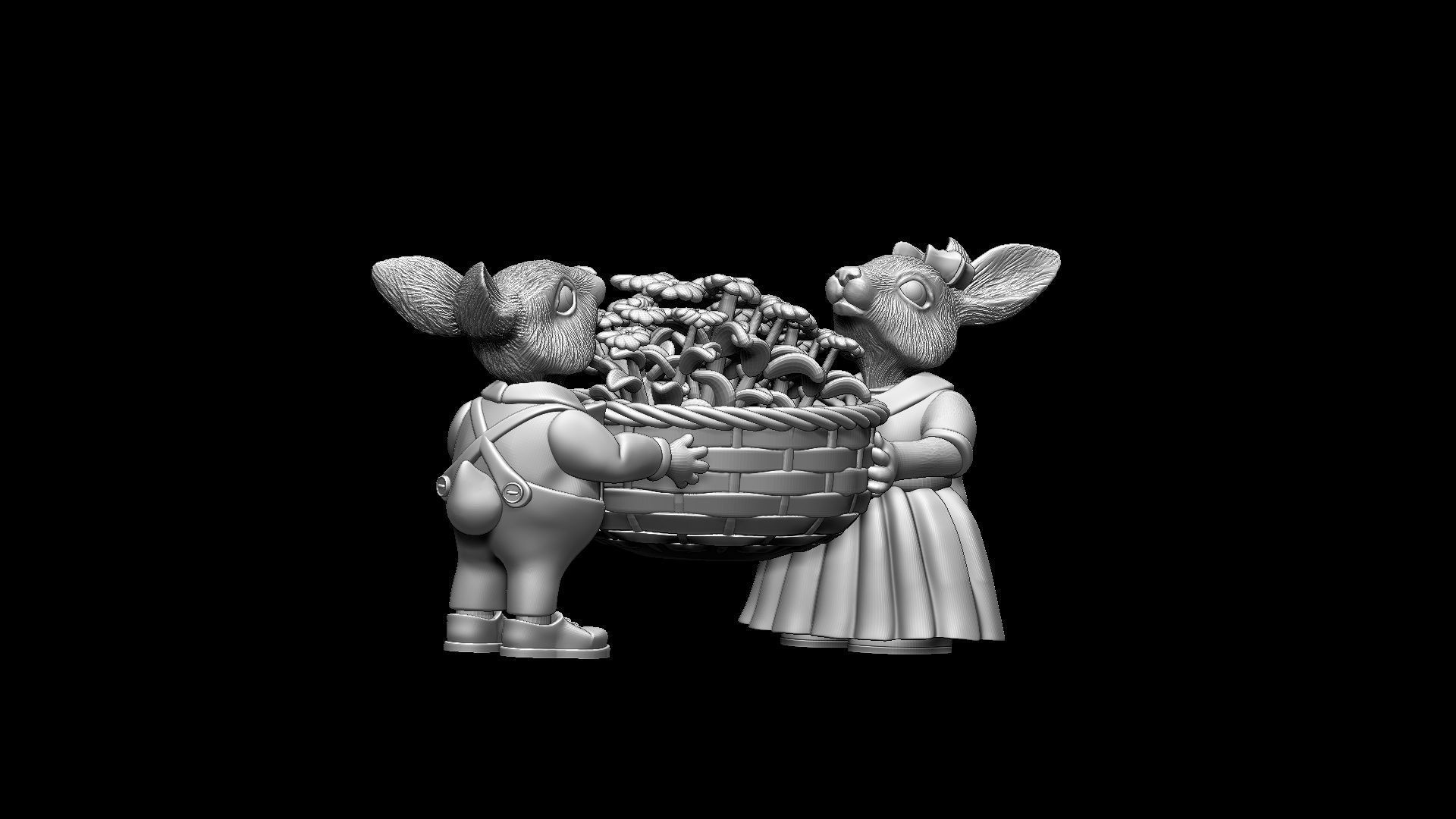 garden rabbits 3D print model_16