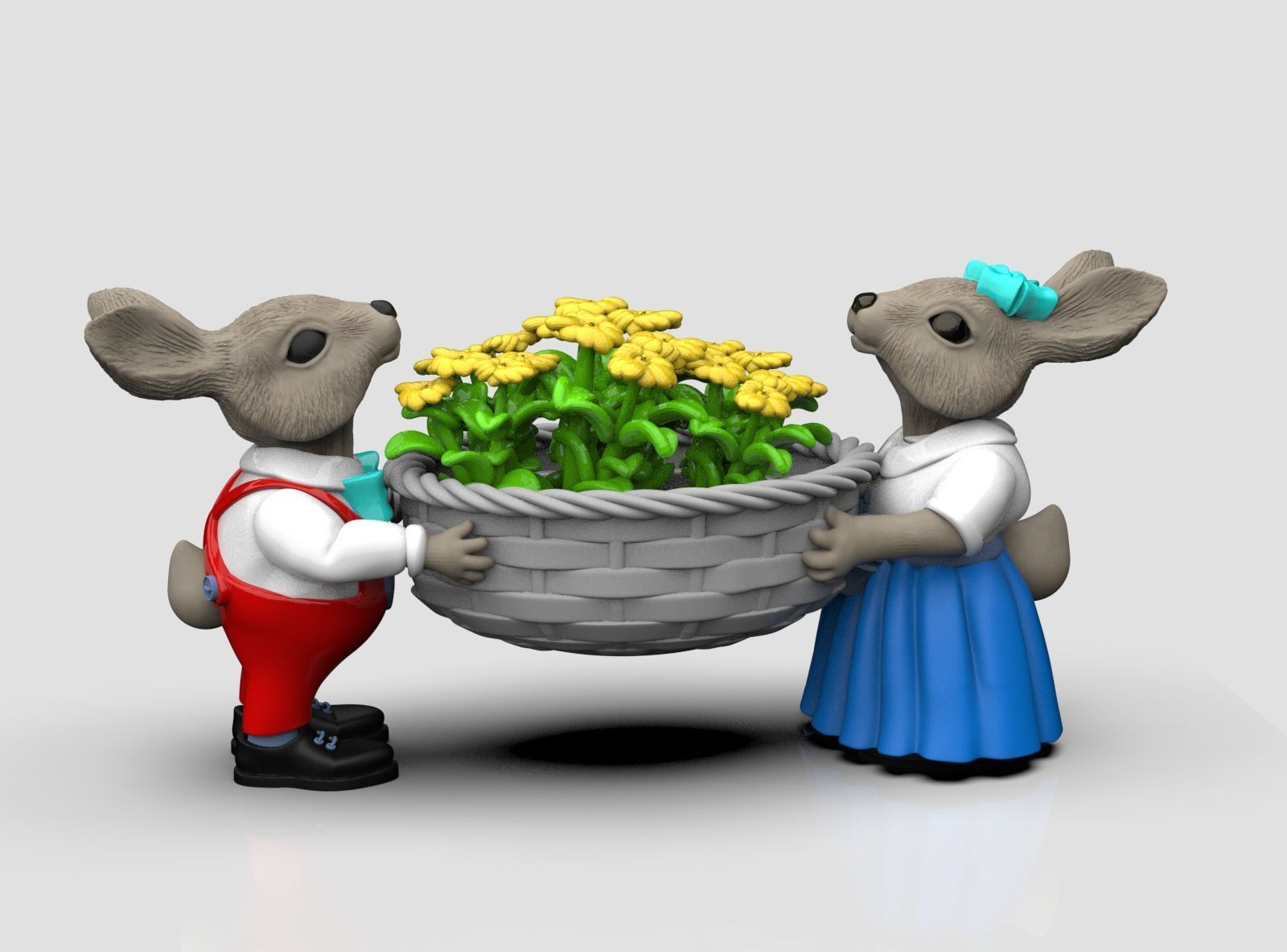garden rabbits 3D print model_22