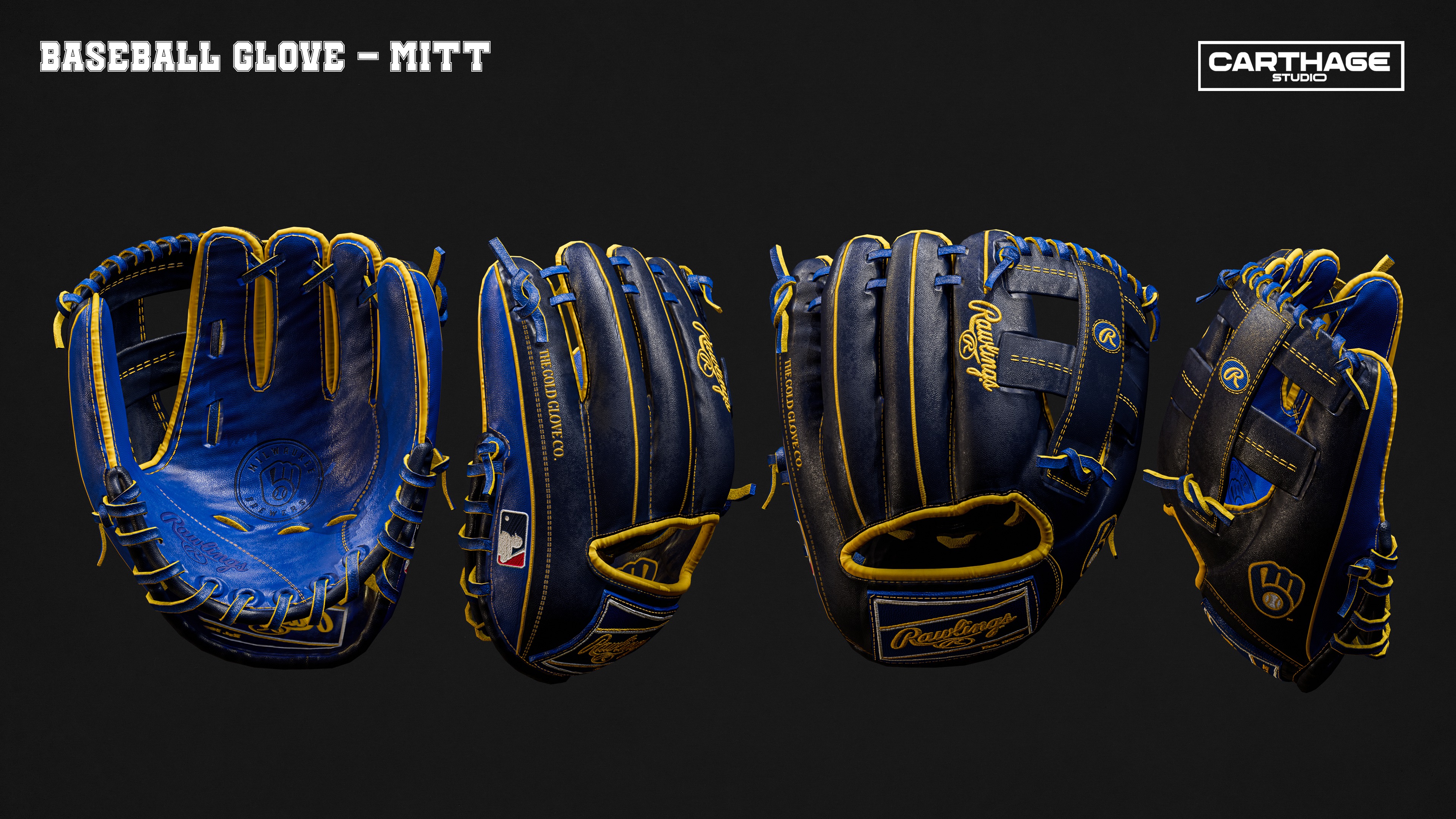 Milwaukee Brewers Character And Essential Baseball Equipment Low-poly 3D model_8