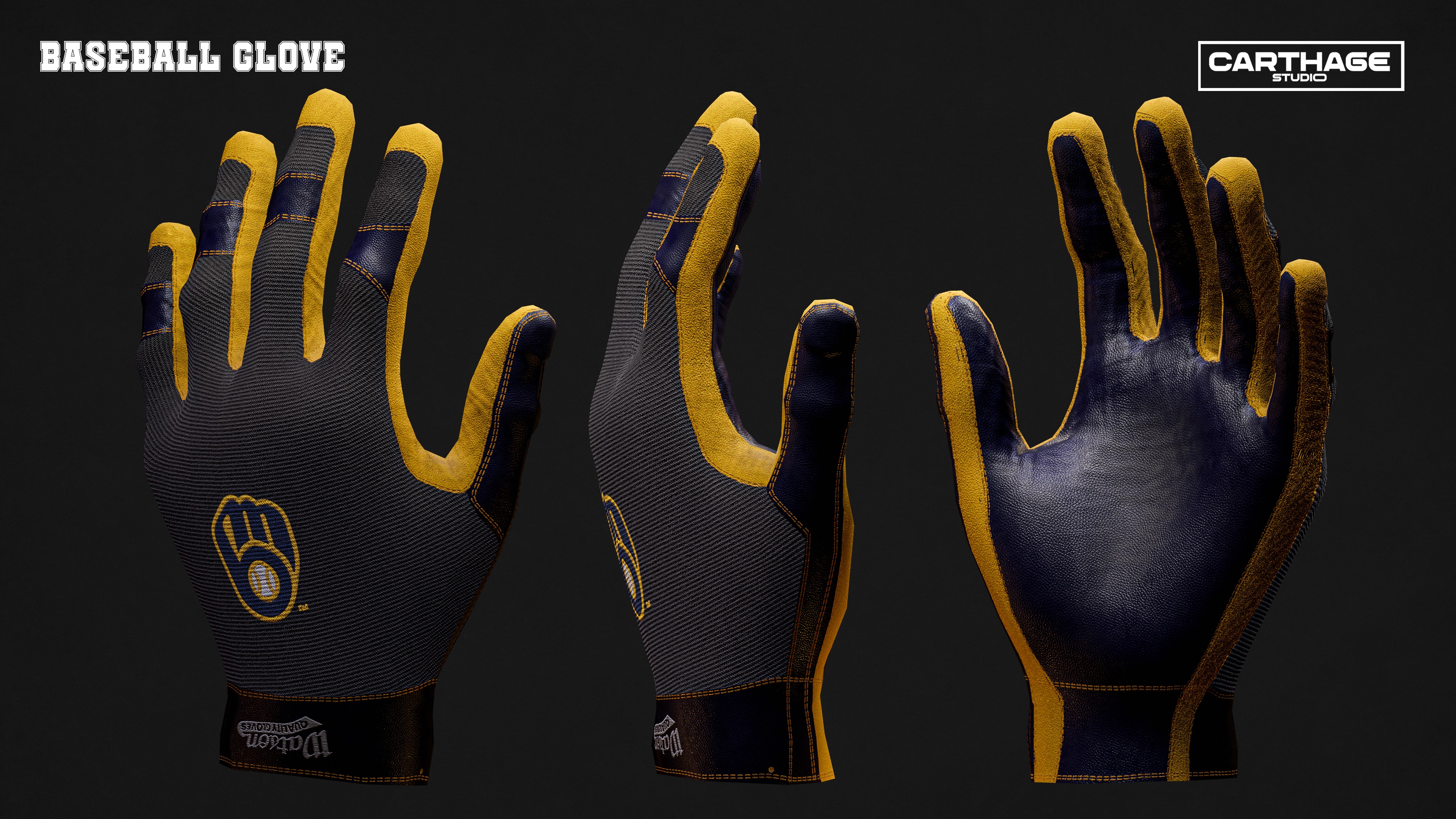 Milwaukee Brewers Character And Essential Baseball Equipment Low-poly 3D model_13