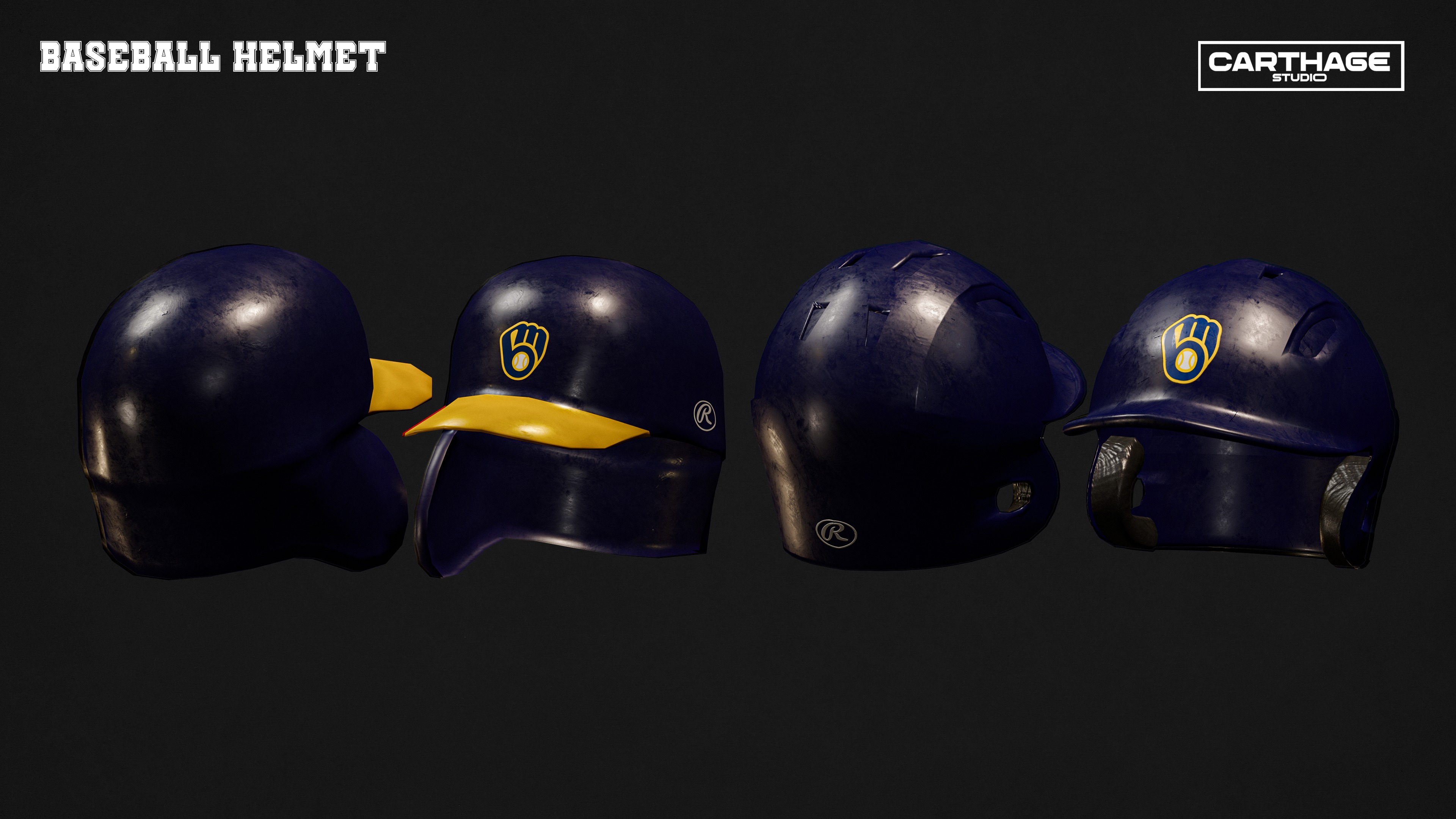 Milwaukee Brewers Character And Essential Baseball Equipment Low-poly 3D model_15