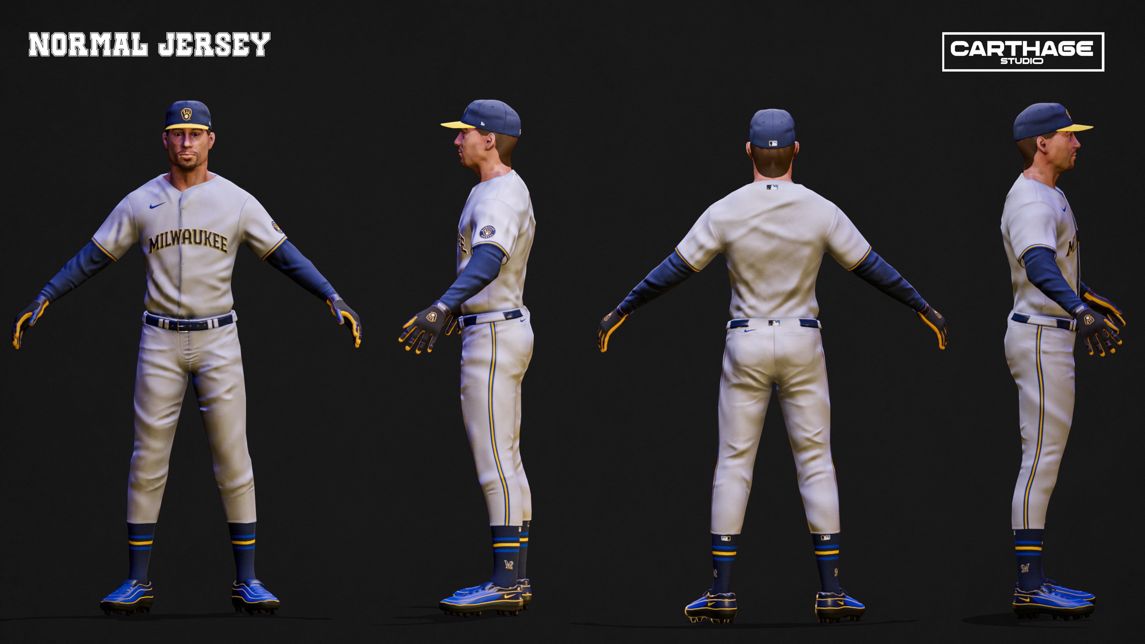 Milwaukee Brewers Character And Essential Baseball Equipment Low-poly 3D model_5