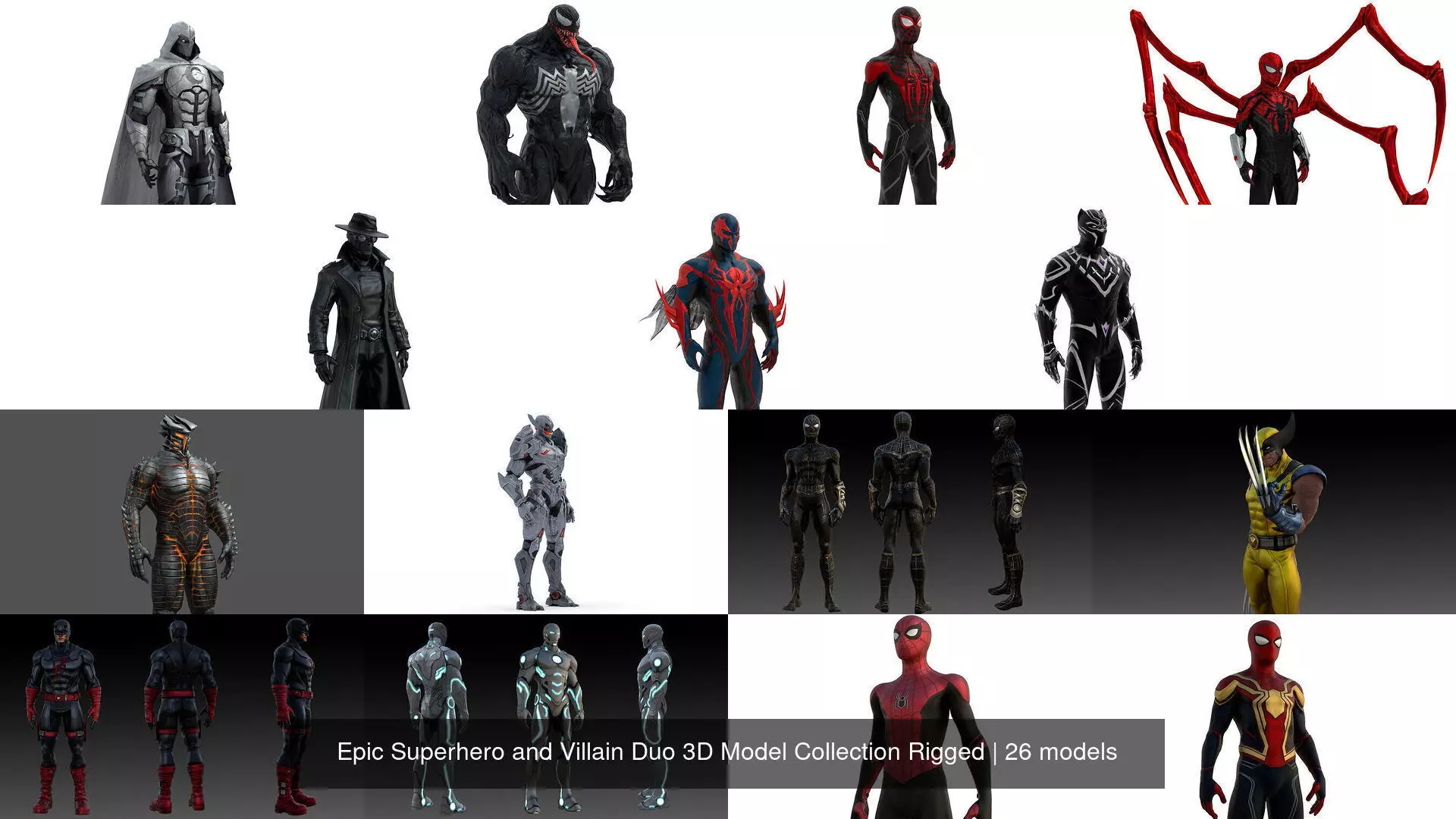 Epic Superhero and Villain Duo 3D Model Collection Rigged _1