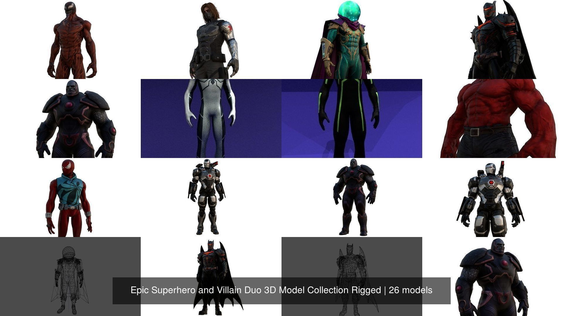Epic Superhero and Villain Duo 3D Model Collection Rigged _3
