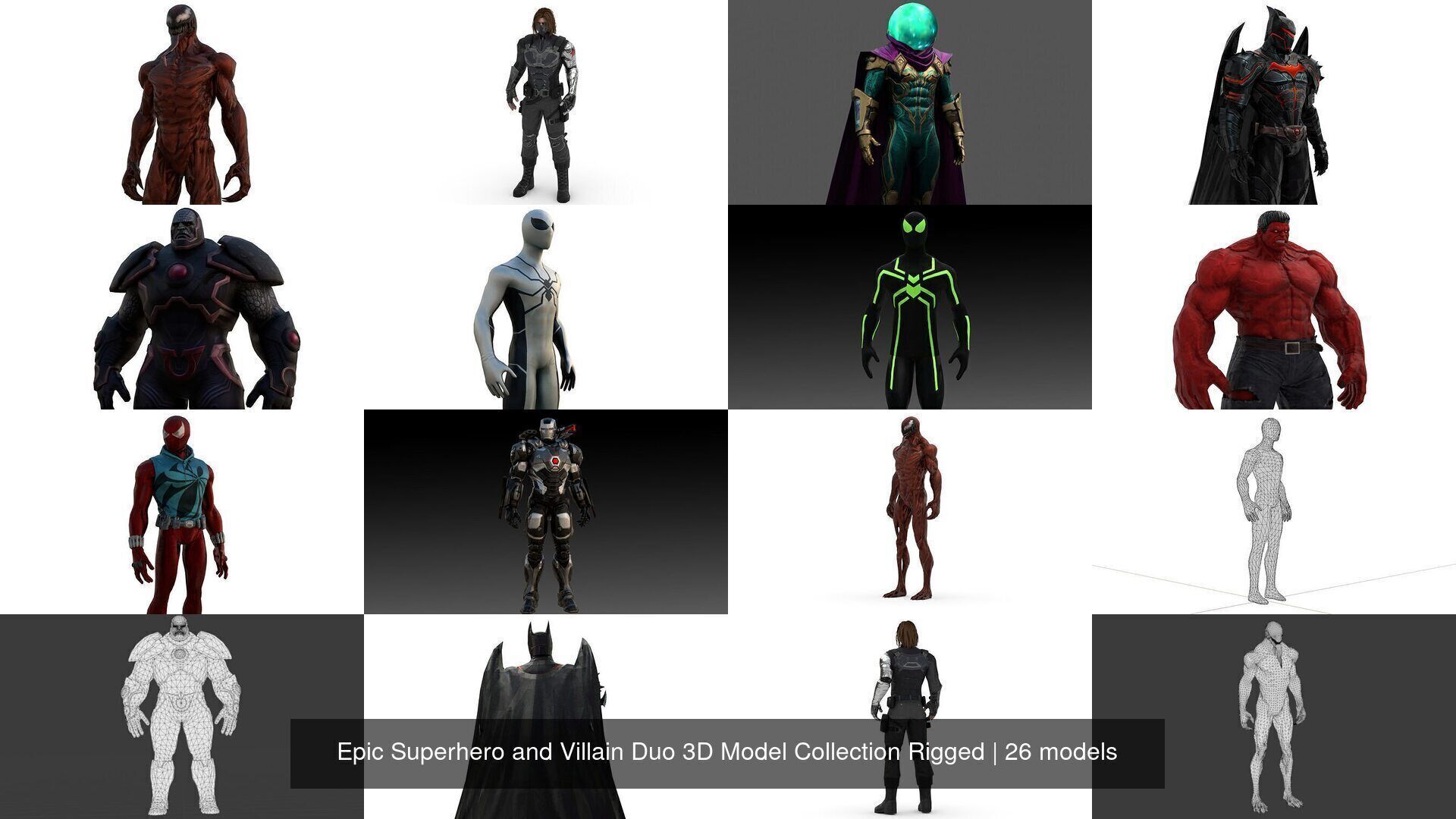 Epic Superhero and Villain Duo 3D Model Collection Rigged _2