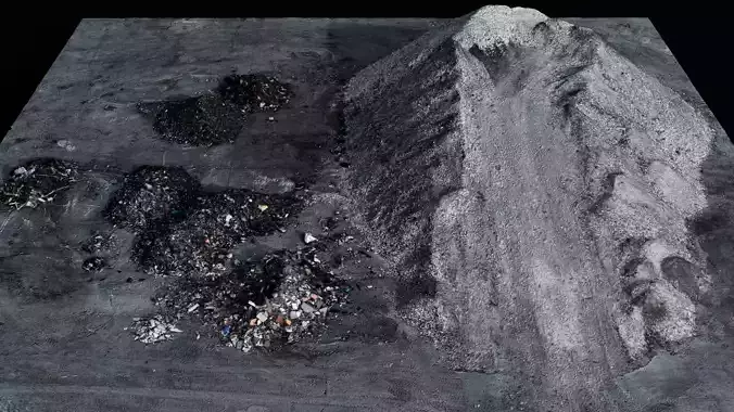 debris piles destroyed building ruins photogrammetry