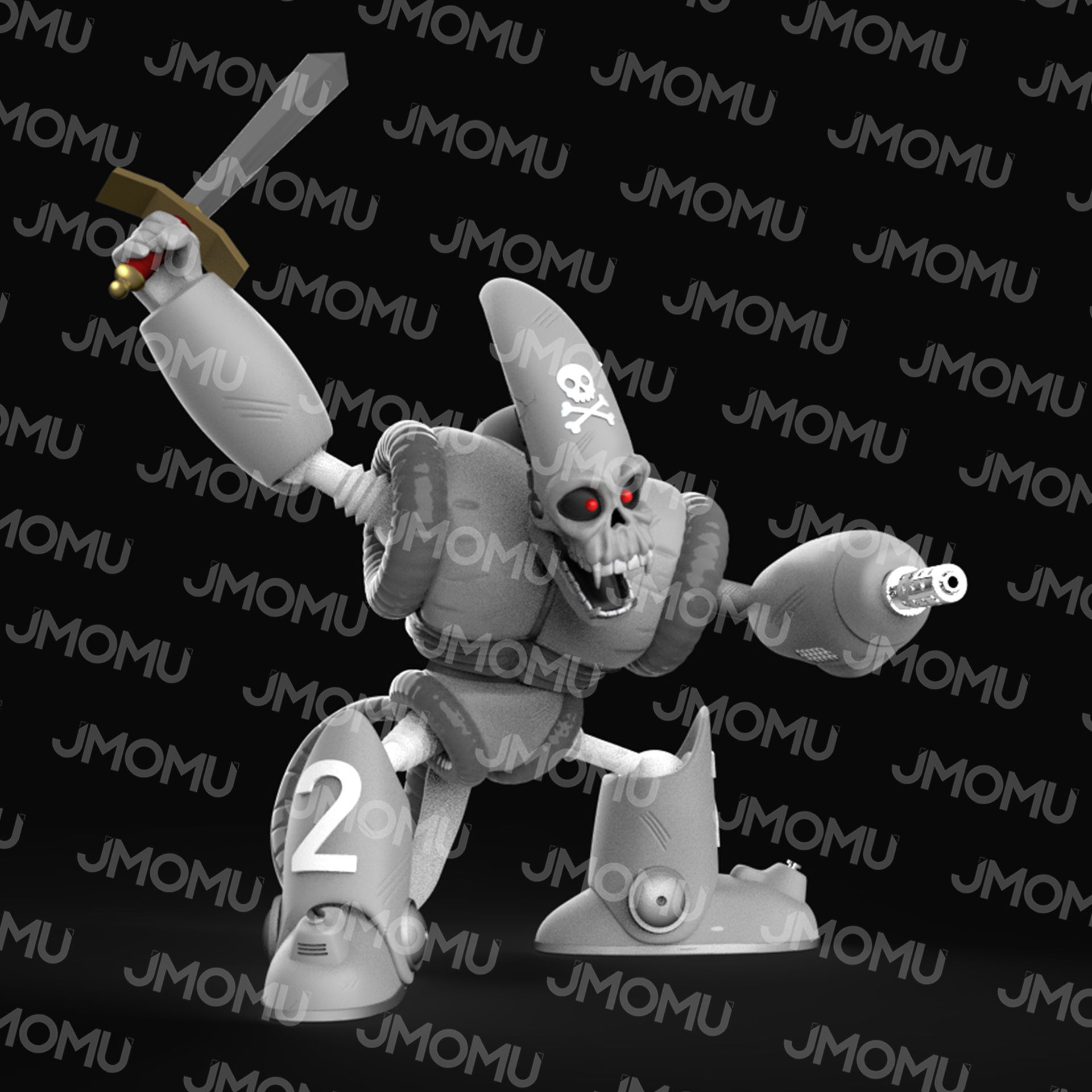 Pirate Robot Figure 3D print model_2