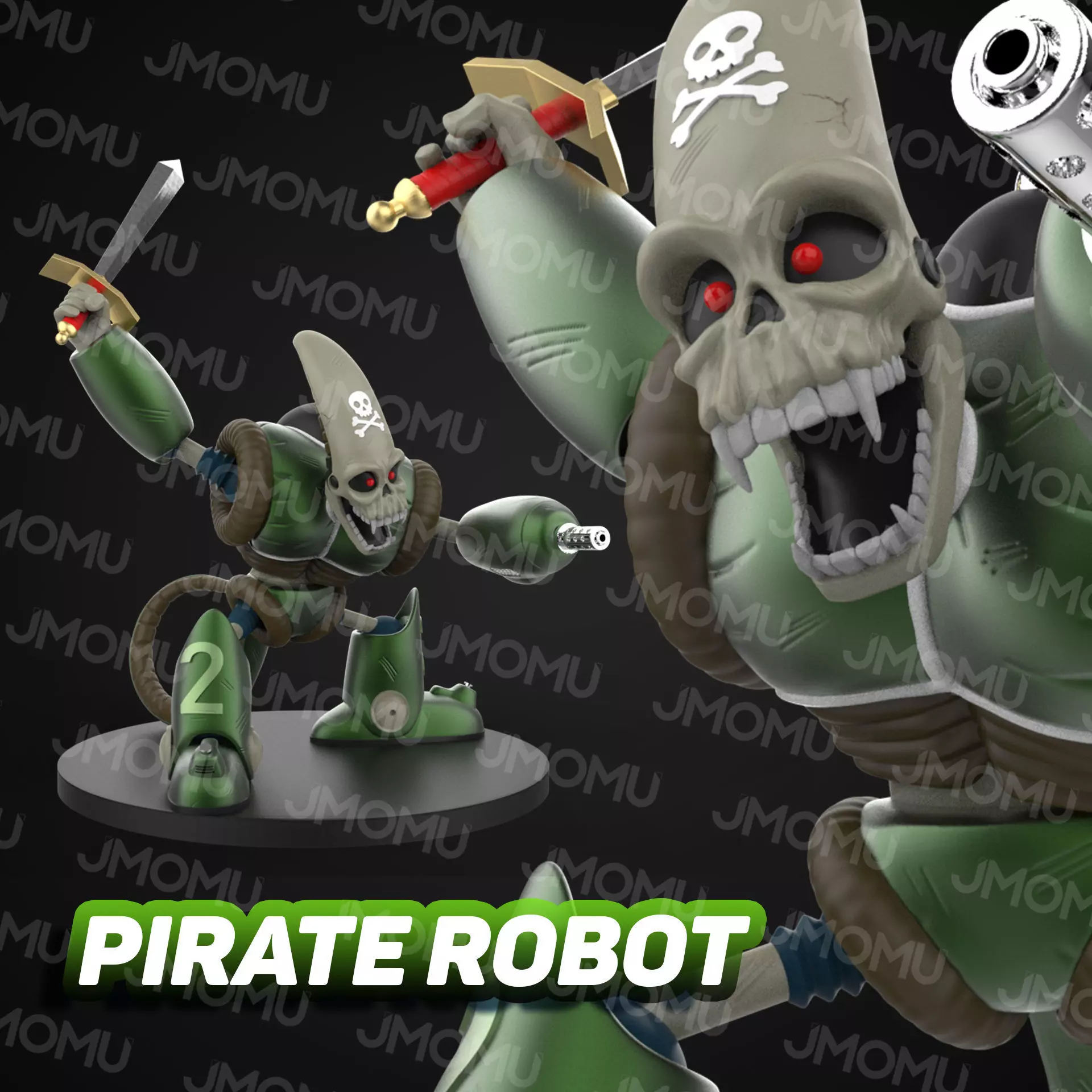 Pirate Robot Figure 3D print model_0