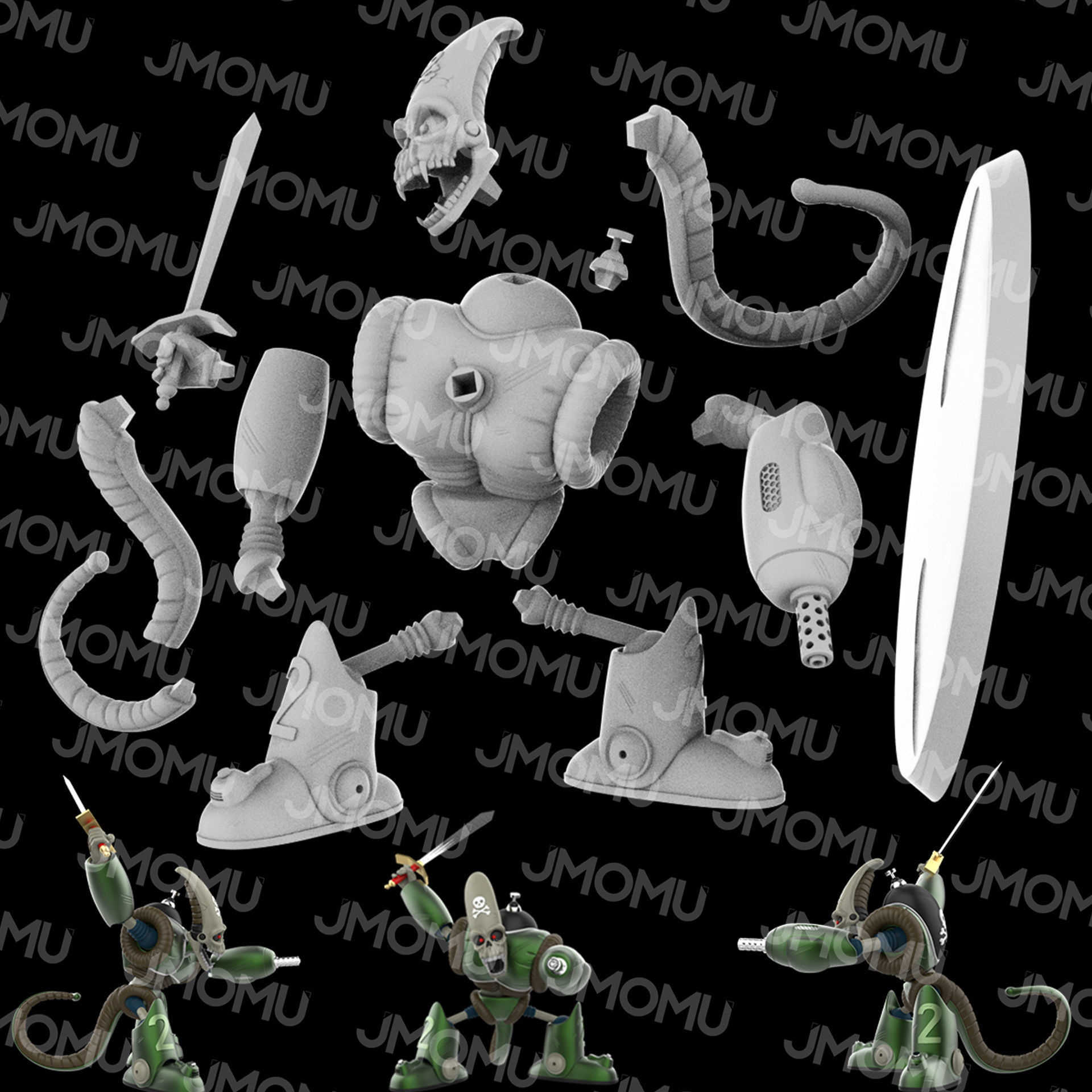 Pirate Robot Figure 3D print model_1