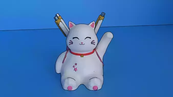 Gato fofo com mochila