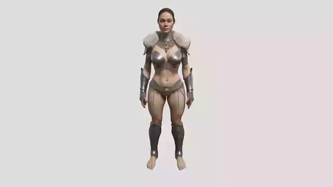 Rigged Animated Female Warrior Character Low-poly 3D model