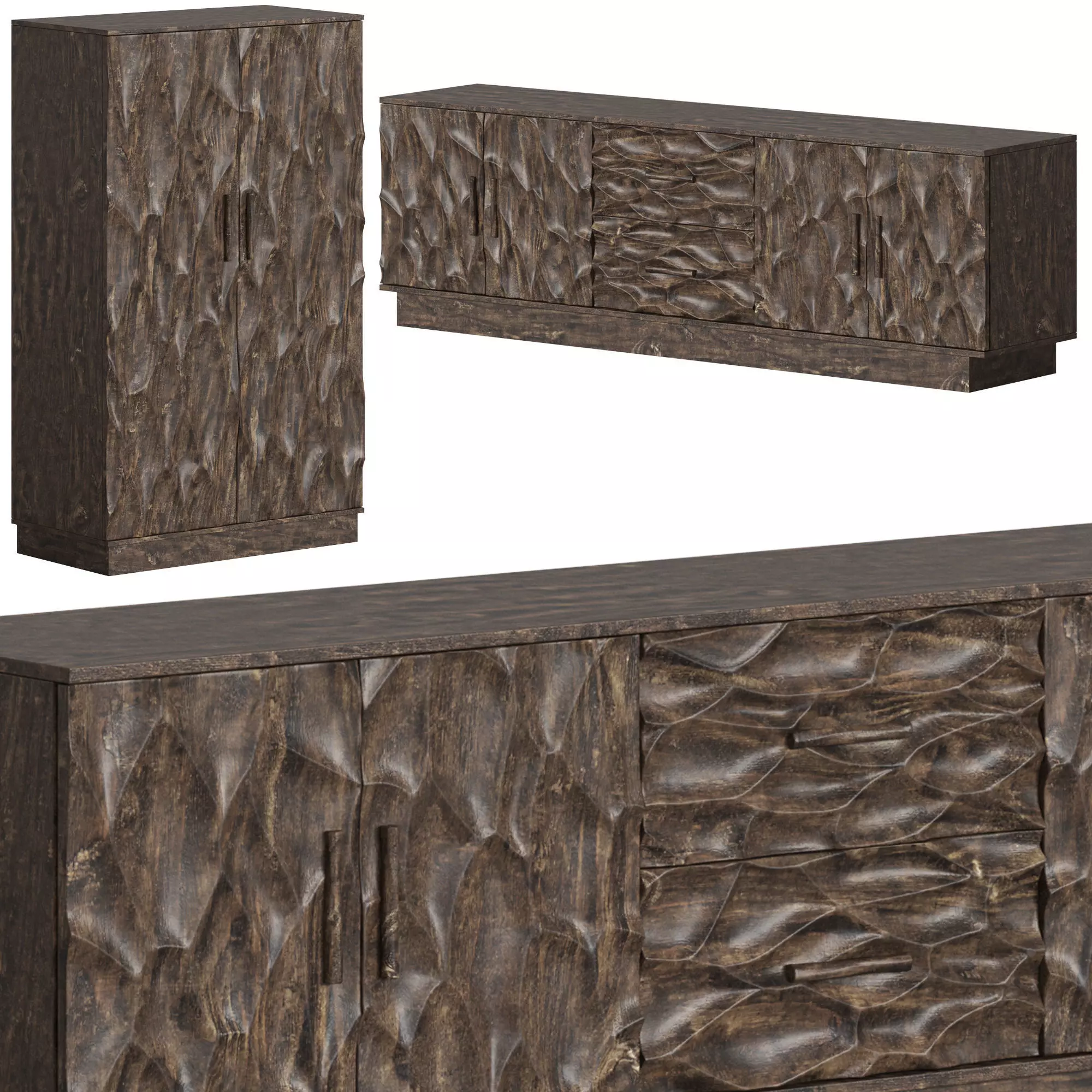 Vical Wardrobe Beard and TV Stand Beard 3D model_0