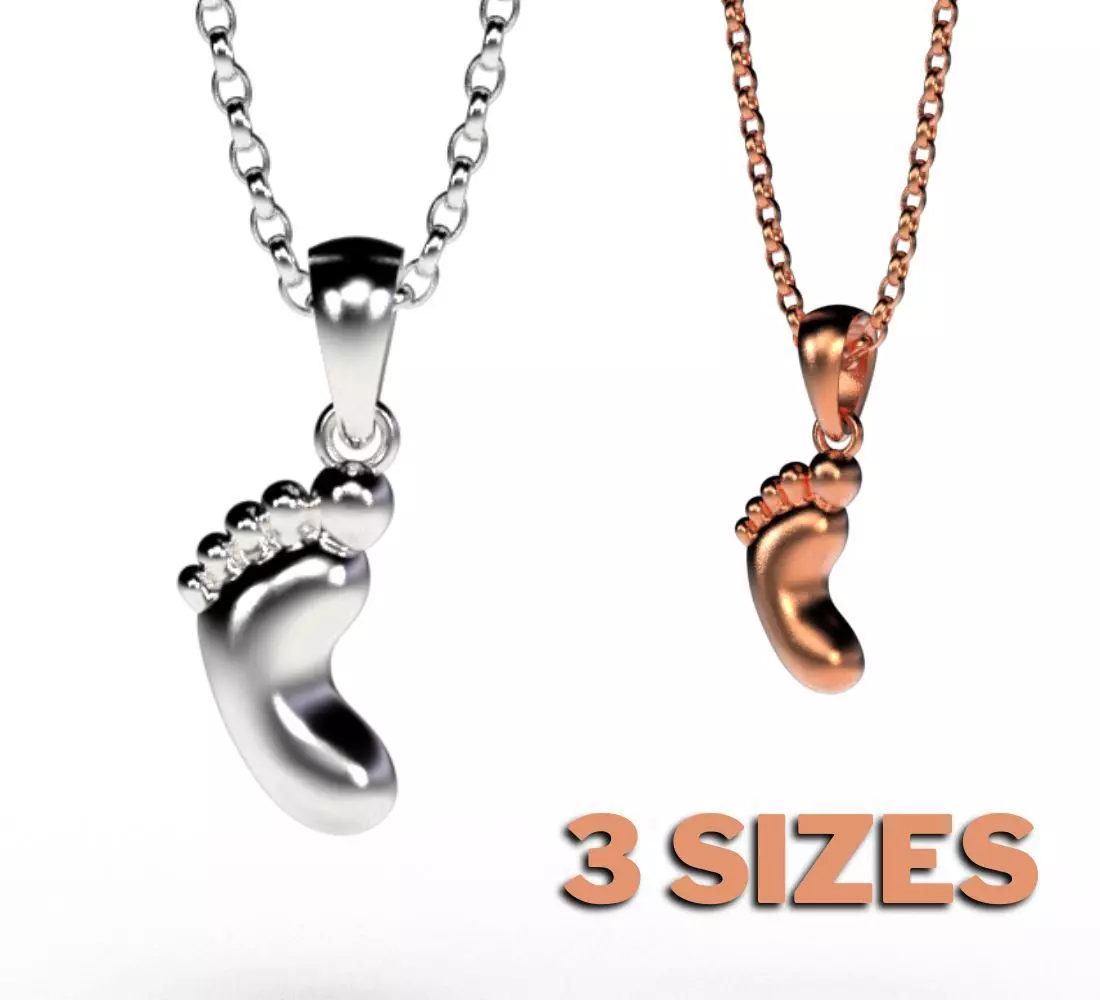 Mothers day jewelry Pendant With Baby foot-feet 3D print model