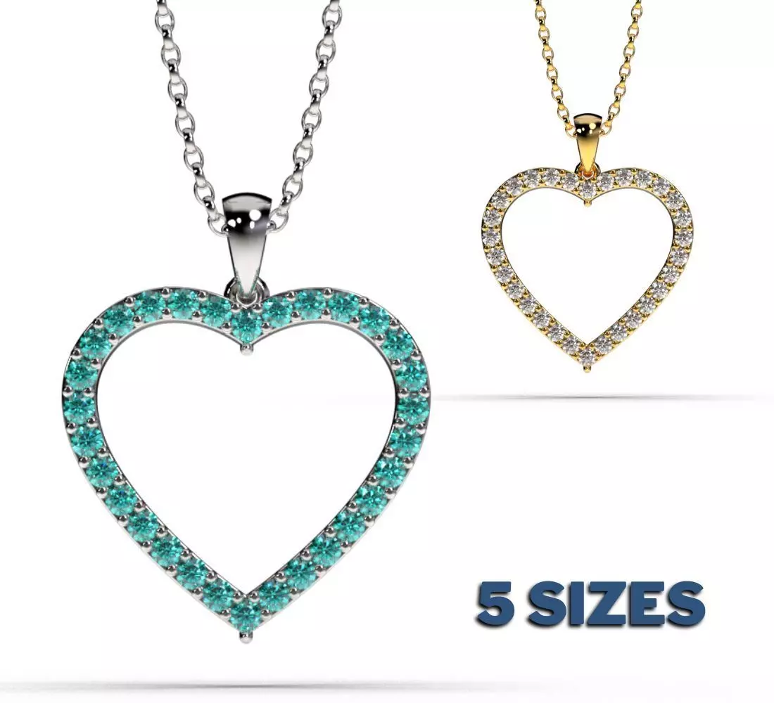 HEART PENDANT LOVESIGN - Diamonds Valentines Day 3D print model