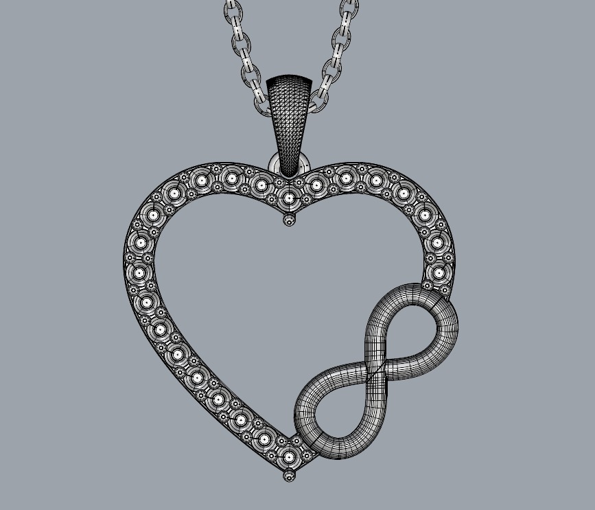 HEART INFINITY PENDANT LOVE SIGN - Diamonds Valentines Day 3D print model_21