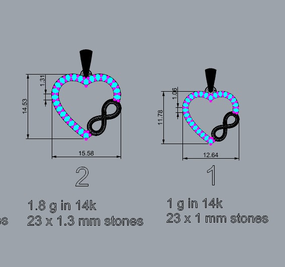 HEART INFINITY PENDANT LOVE SIGN - Diamonds Valentines Day 3D print model_2