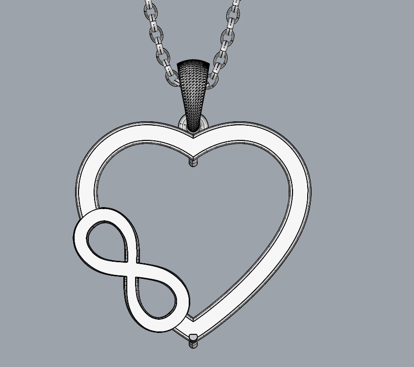 HEART INFINITY PENDANT LOVE SIGN - Diamonds Valentines Day 3D print model_24