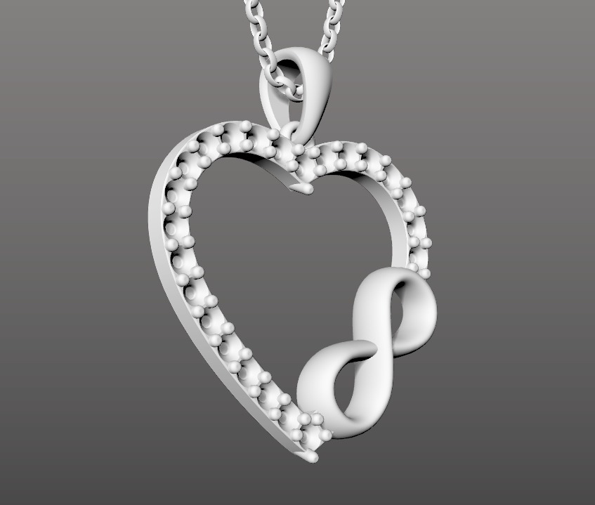 HEART INFINITY PENDANT LOVE SIGN - Diamonds Valentines Day 3D print model_23