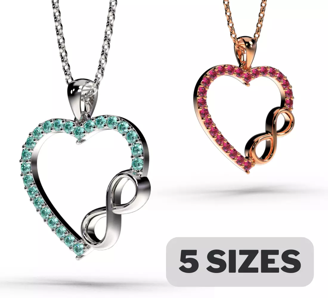 HEART INFINITY PENDANT LOVE SIGN - Diamonds Valentines Day 3D print model_0