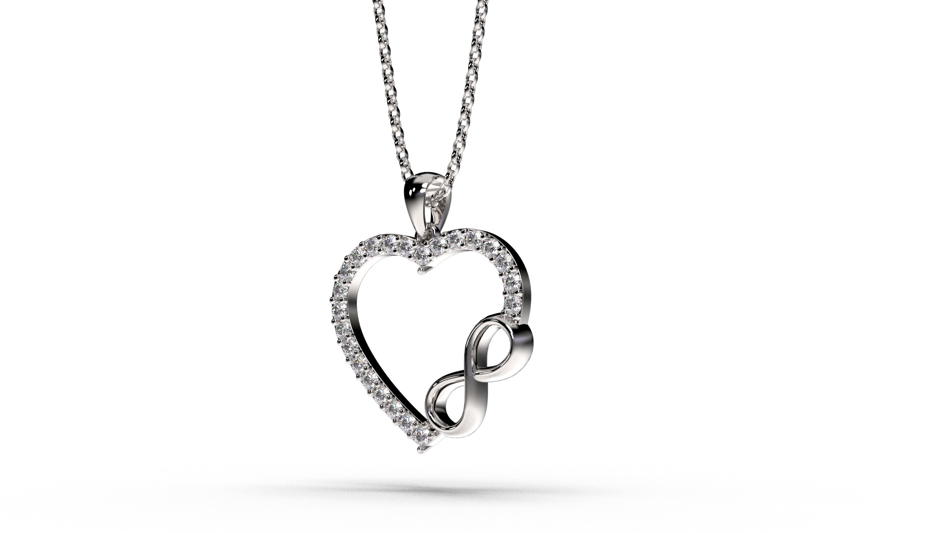 HEART INFINITY PENDANT LOVE SIGN - Diamonds Valentines Day 3D print model_4
