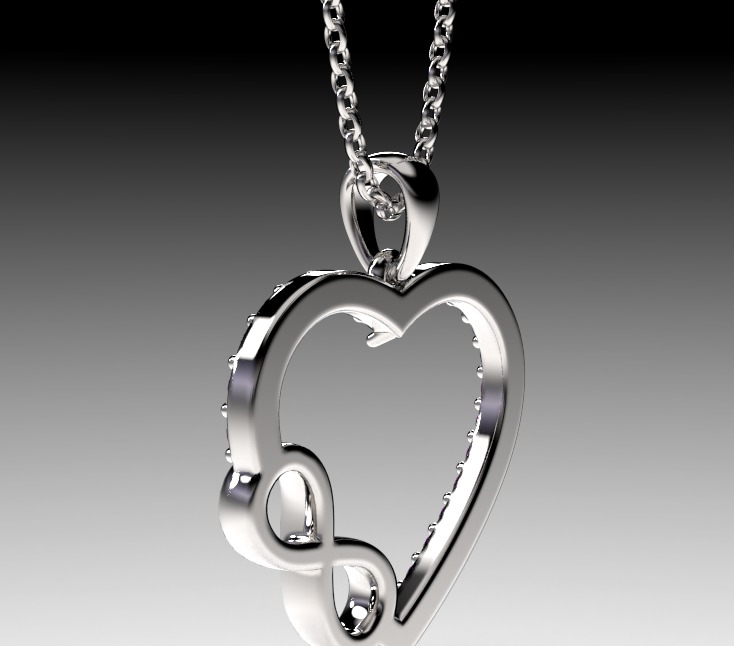 HEART INFINITY PENDANT LOVE SIGN - Diamonds Valentines Day 3D print model_20