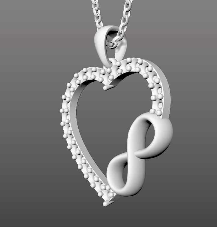 HEART INFINITY PENDANT LOVE SIGN - Diamonds Valentines Day 3D print model_22