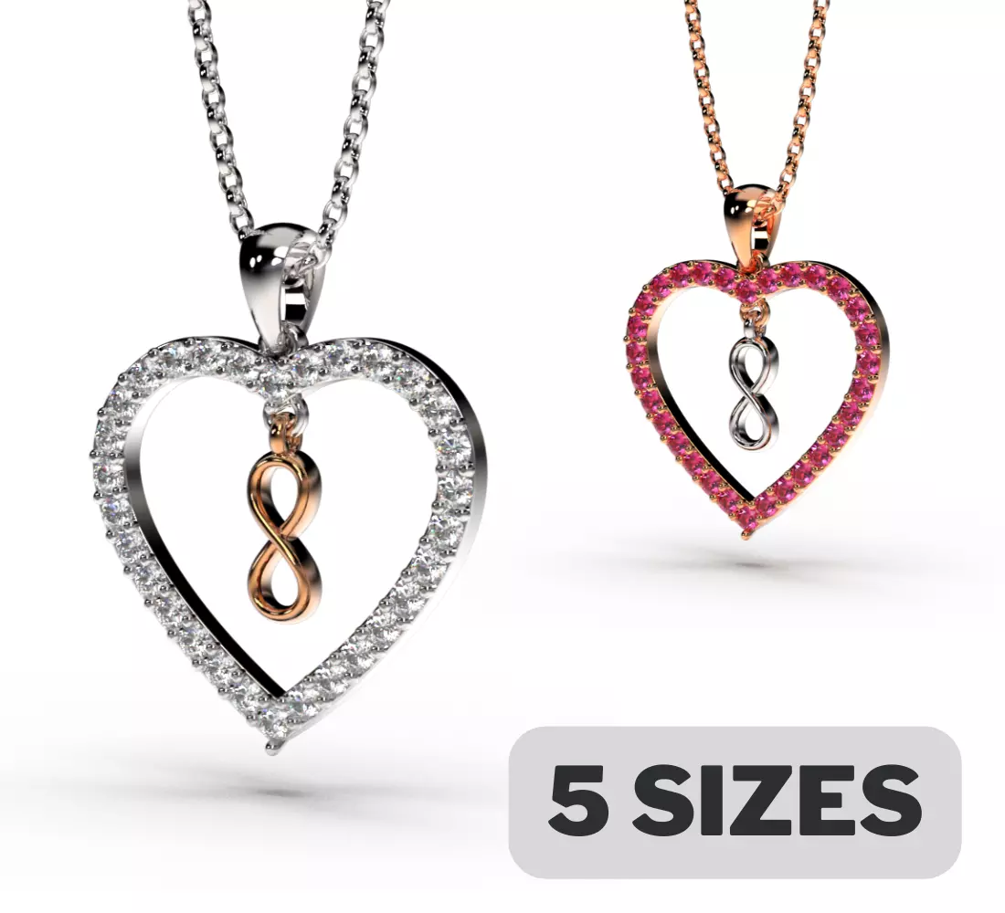 HEART INFINITY PENDANT LOVE SIGN - Diamonds Valentines Day 3D print model_0