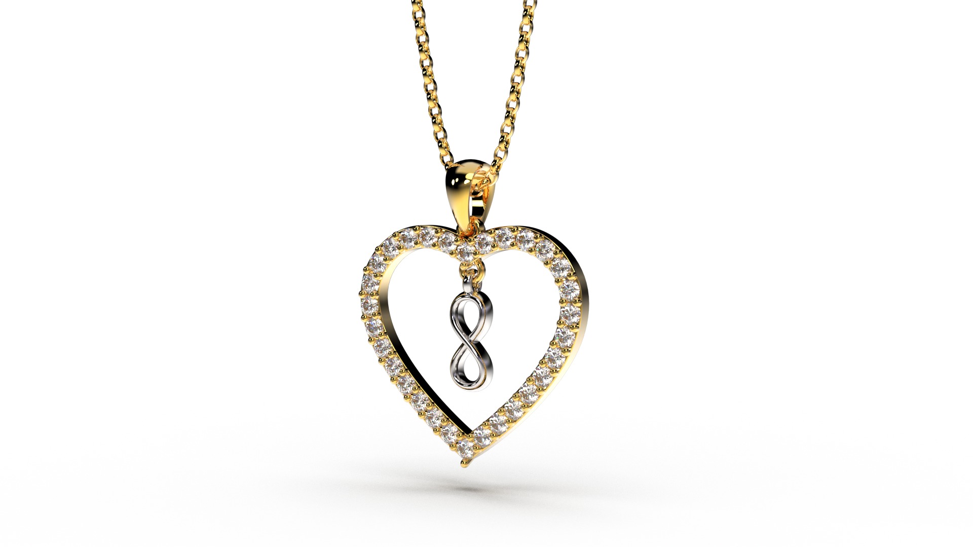 HEART INFINITY PENDANT LOVE SIGN - Diamonds Valentines Day 3D print model_21