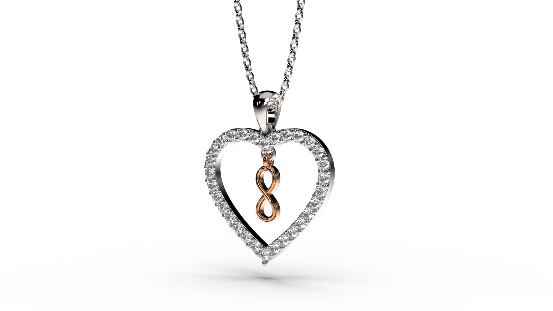 HEART INFINITY PENDANT LOVE SIGN - Diamonds Valentines Day 3D print model_4