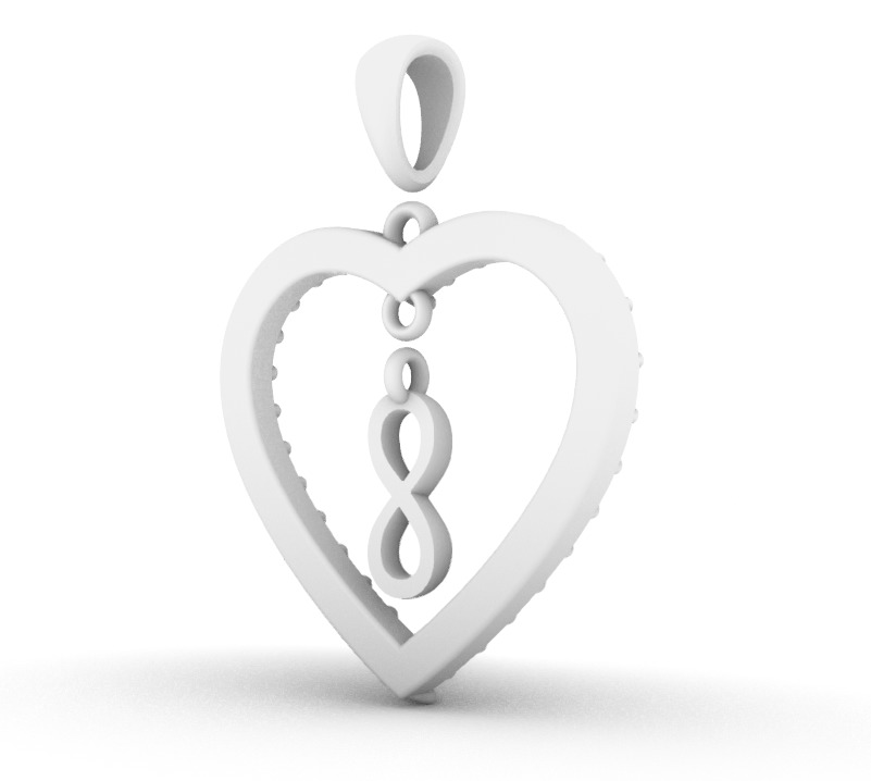 HEART INFINITY PENDANT LOVE SIGN - Diamonds Valentines Day 3D print model_30