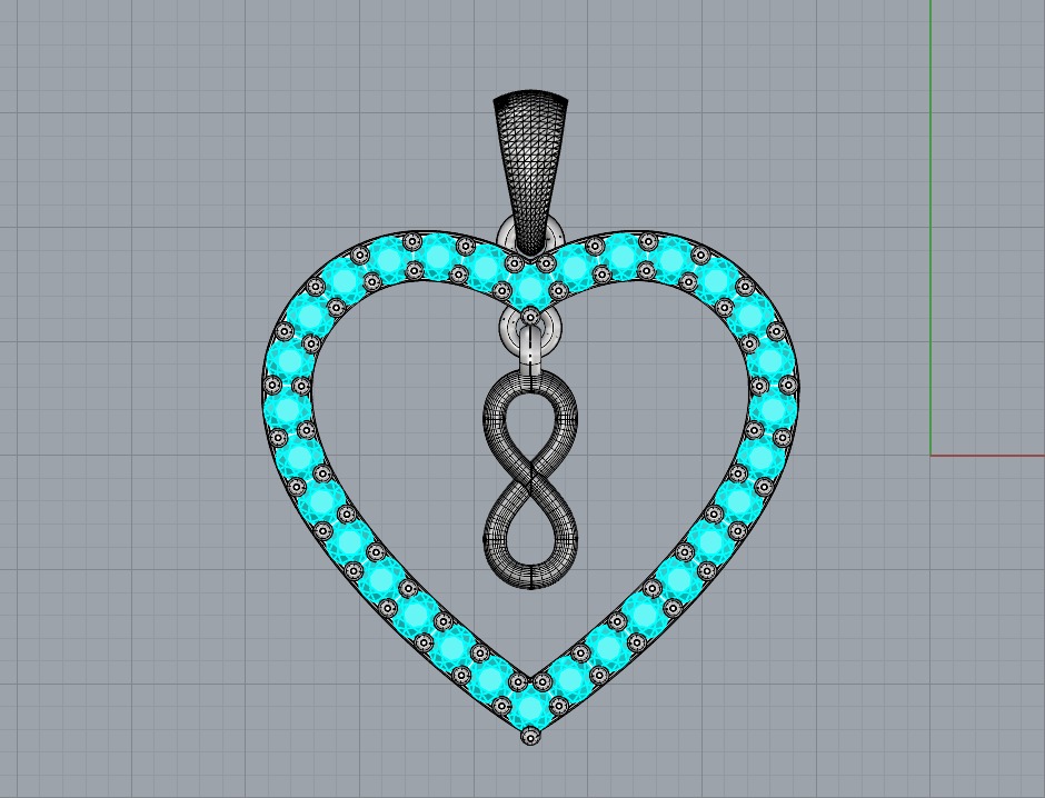 HEART INFINITY PENDANT LOVE SIGN - Diamonds Valentines Day 3D print model_25