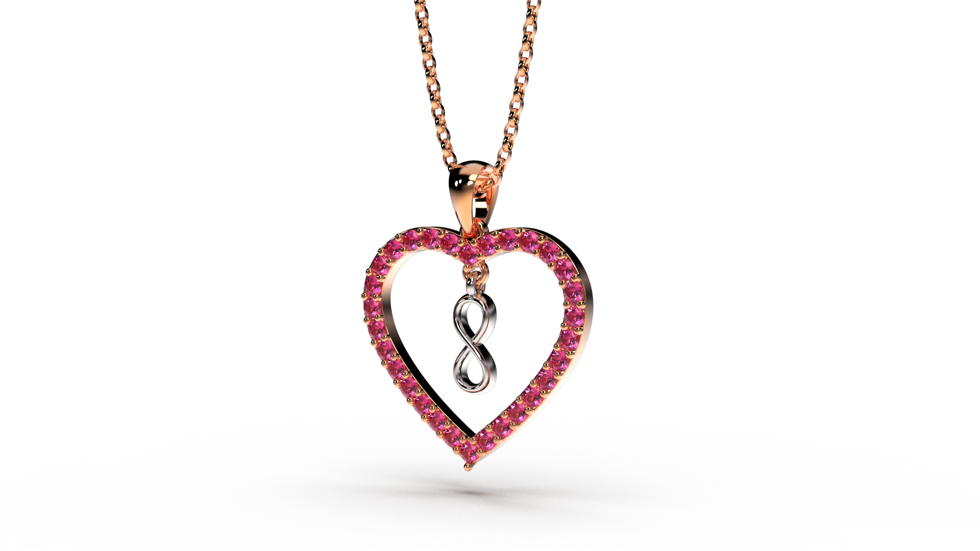 HEART INFINITY PENDANT LOVE SIGN - Diamonds Valentines Day 3D print model_12