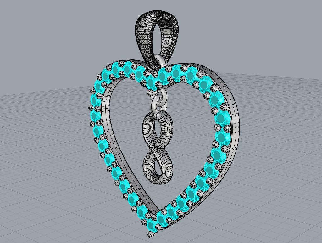 HEART INFINITY PENDANT LOVE SIGN - Diamonds Valentines Day 3D print model_26
