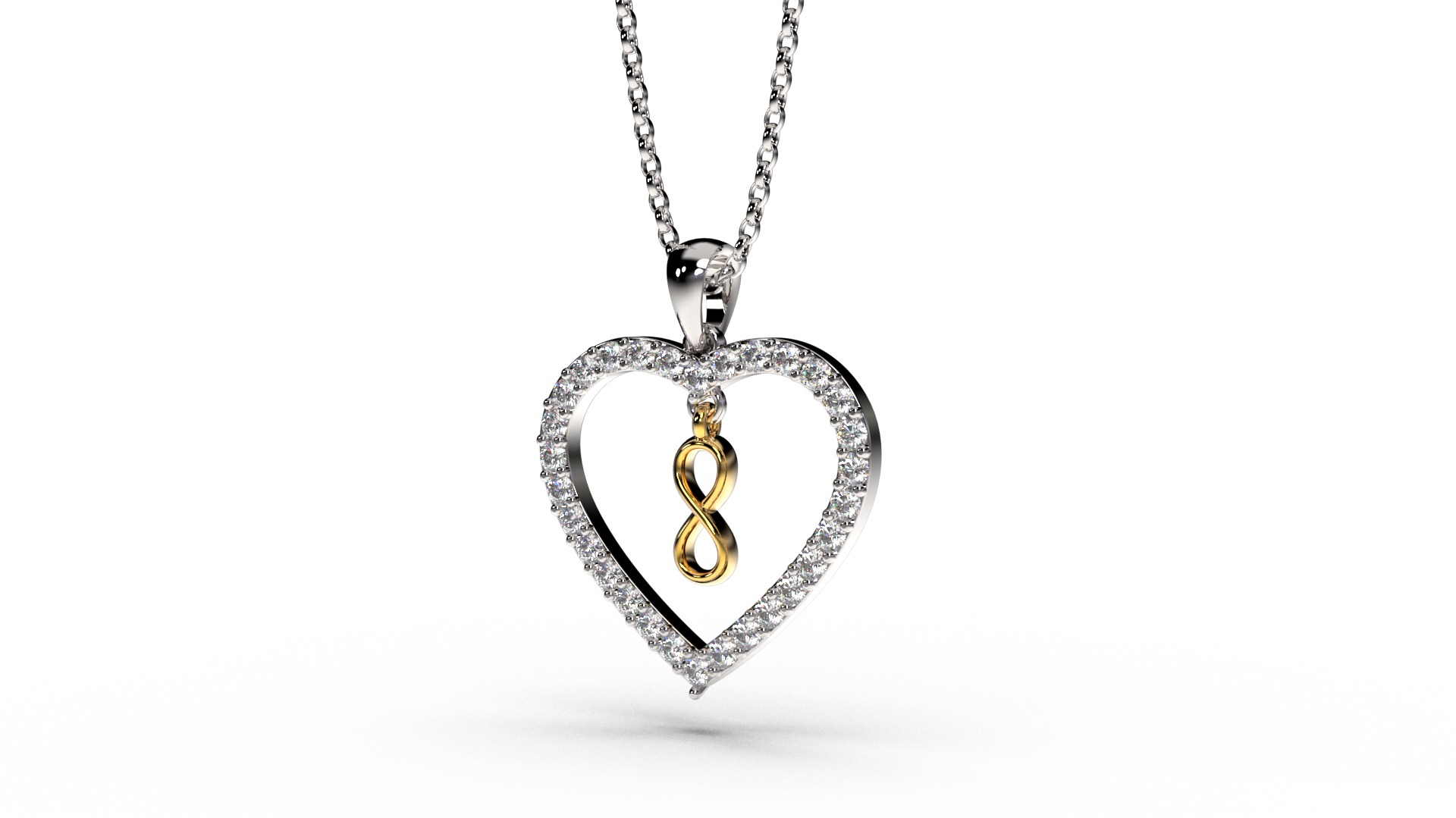 HEART INFINITY PENDANT LOVE SIGN - Diamonds Valentines Day 3D print model_5