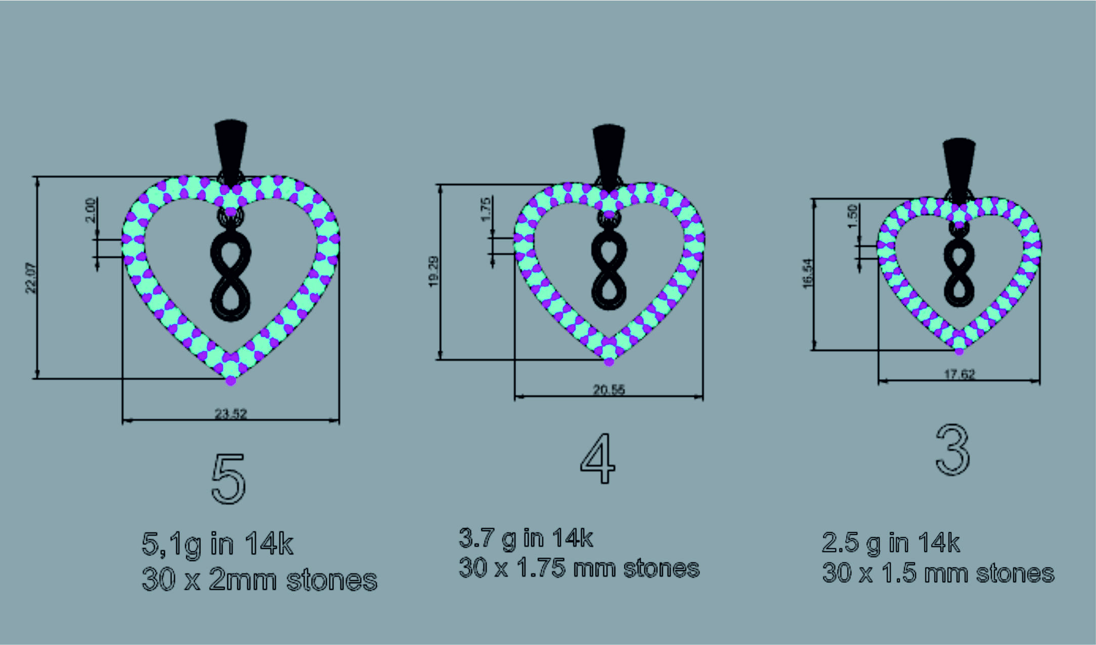 HEART INFINITY PENDANT LOVE SIGN - Diamonds Valentines Day 3D print model_2