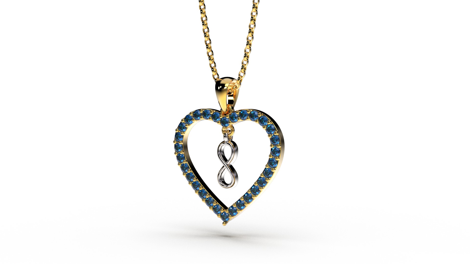 HEART INFINITY PENDANT LOVE SIGN - Diamonds Valentines Day 3D print model_20