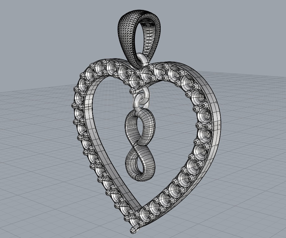 HEART INFINITY PENDANT LOVE SIGN - Diamonds Valentines Day 3D print model_27