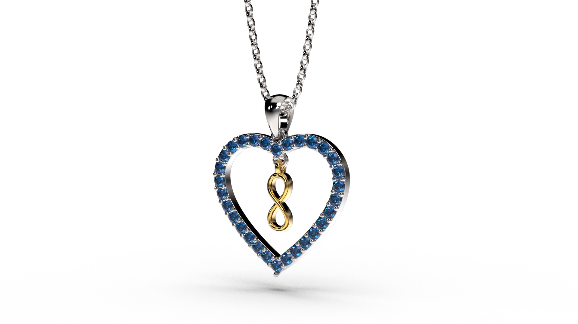 HEART INFINITY PENDANT LOVE SIGN - Diamonds Valentines Day 3D print model_8