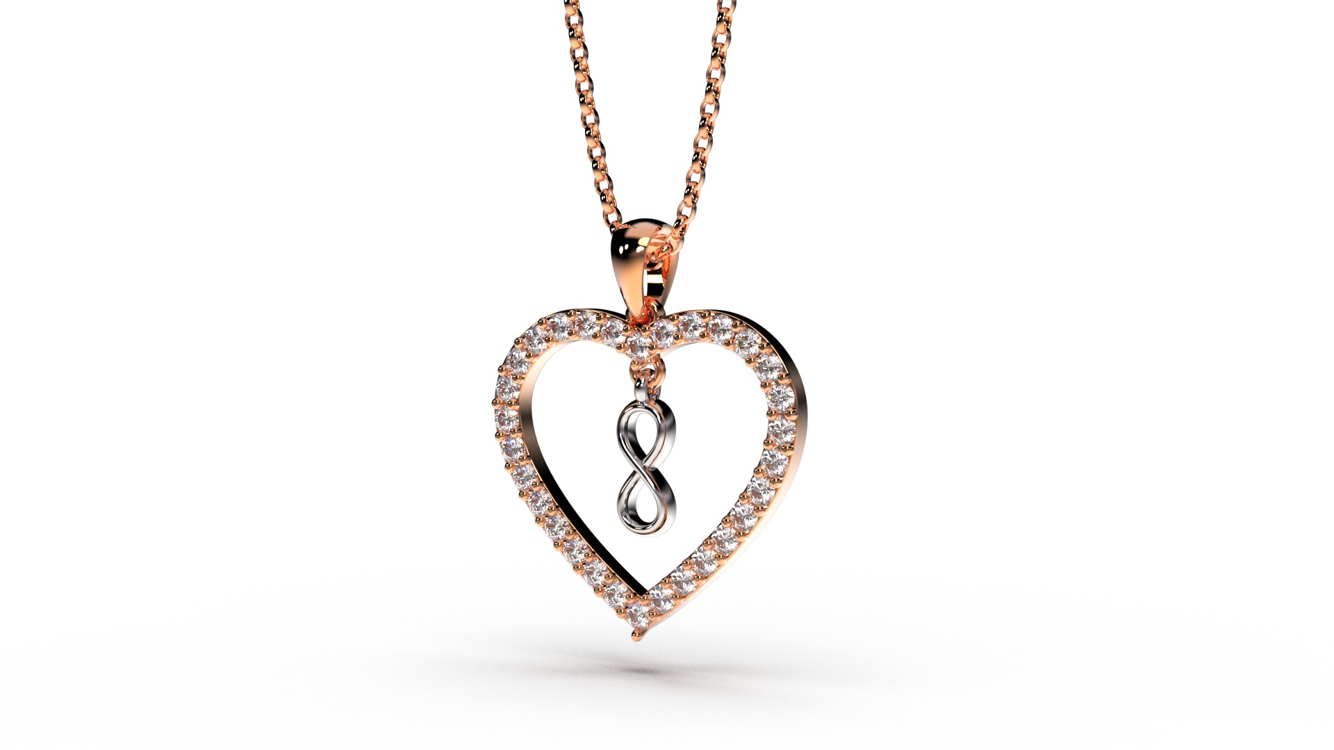 HEART INFINITY PENDANT LOVE SIGN - Diamonds Valentines Day 3D print model_22