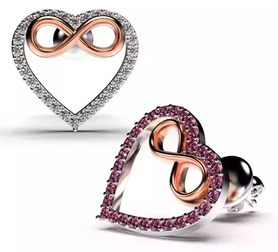 HEART INFINITY Stud EARRINGS LOVE SIGN - Diamonds Valentines Day
