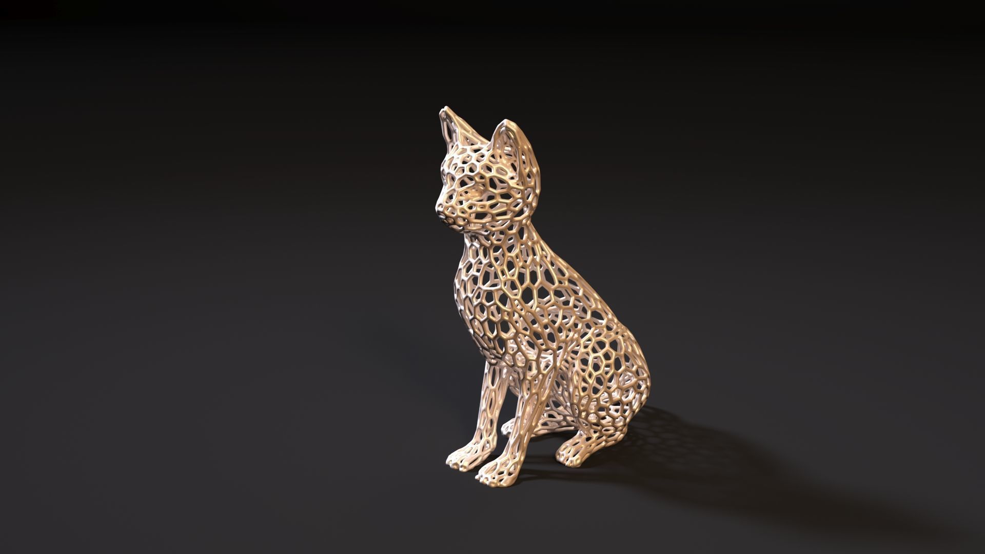 Cat Voronoi 3D print model_1