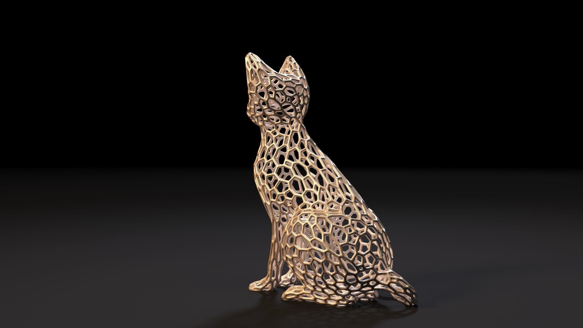 Cat Voronoi 3D print model_3