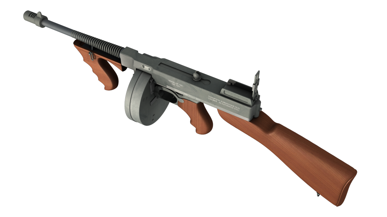 Tommy gun Machinegun 3D model_4