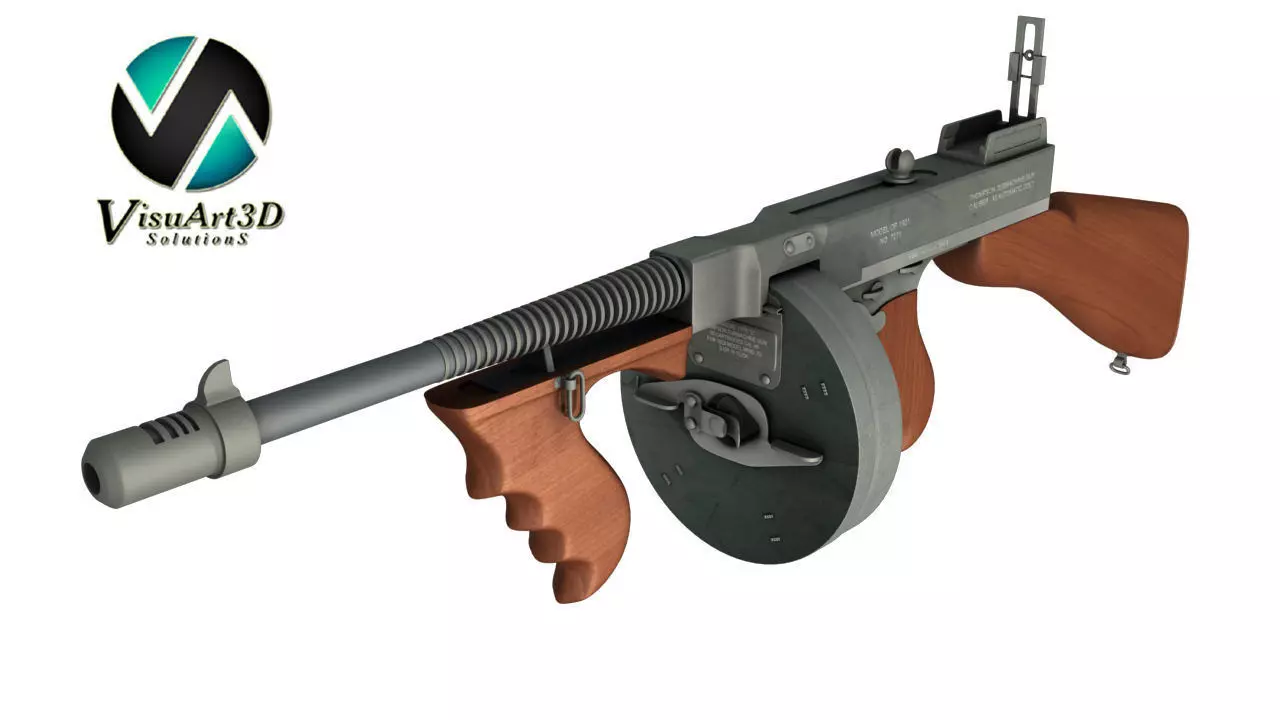 Tommy gun Machinegun 3D model_0