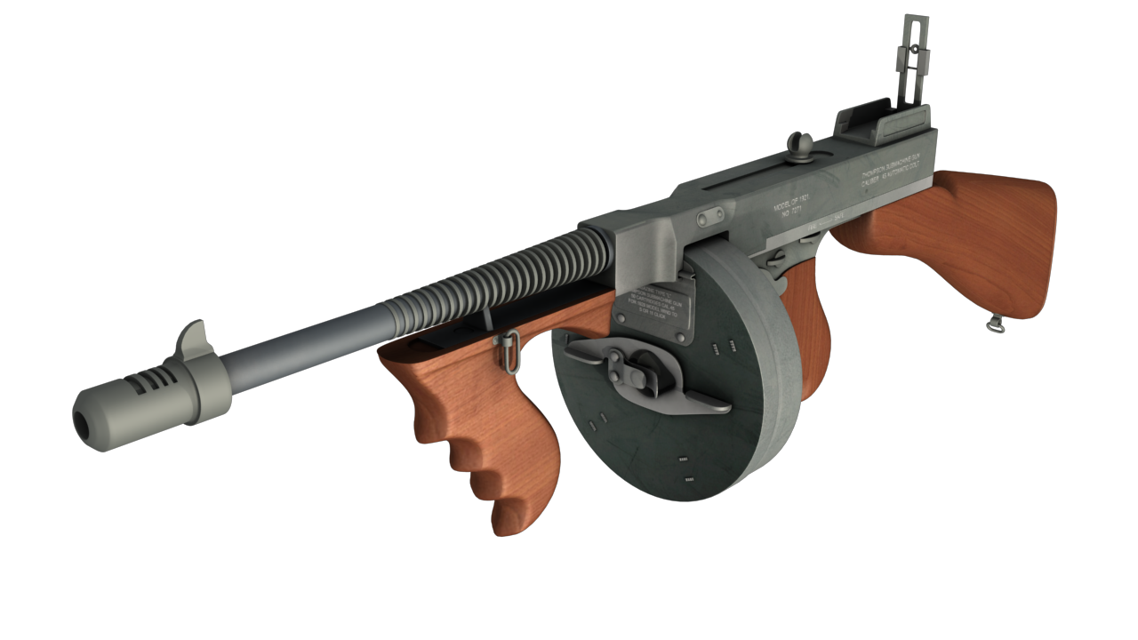 Tommy gun Machinegun 3D model_2