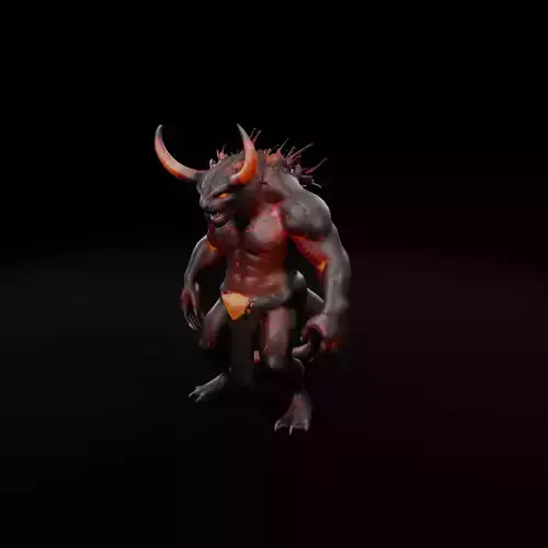 Volcanic Beast 3d character - Ready for Rigging  Animation Low-poly 3D model