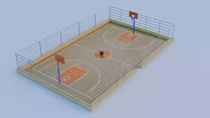 Stylized Basketball Court 3D Model