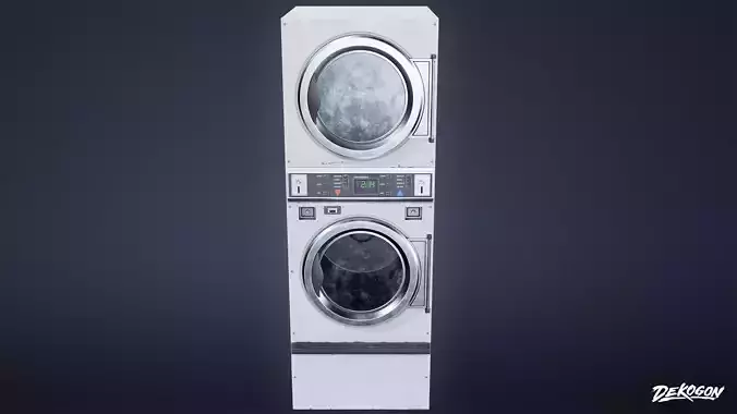LAUNDROMAT - Dryer Front Load Double 01 - LOW POLY AND NANITE