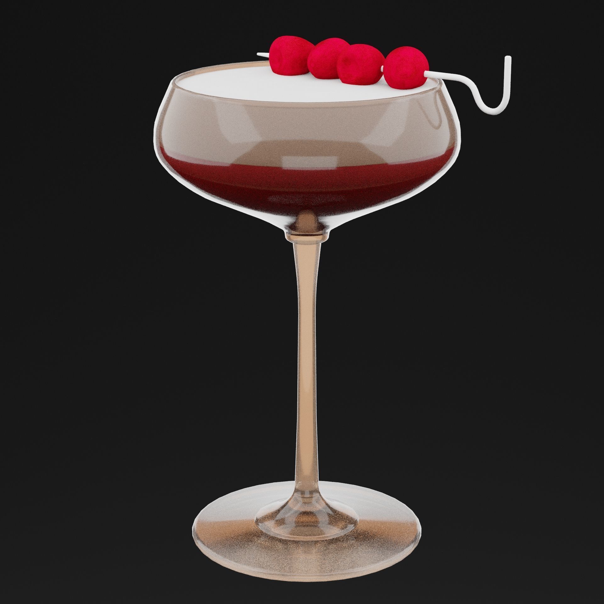 Raspberry Cocktail Low-poly 3D model_6